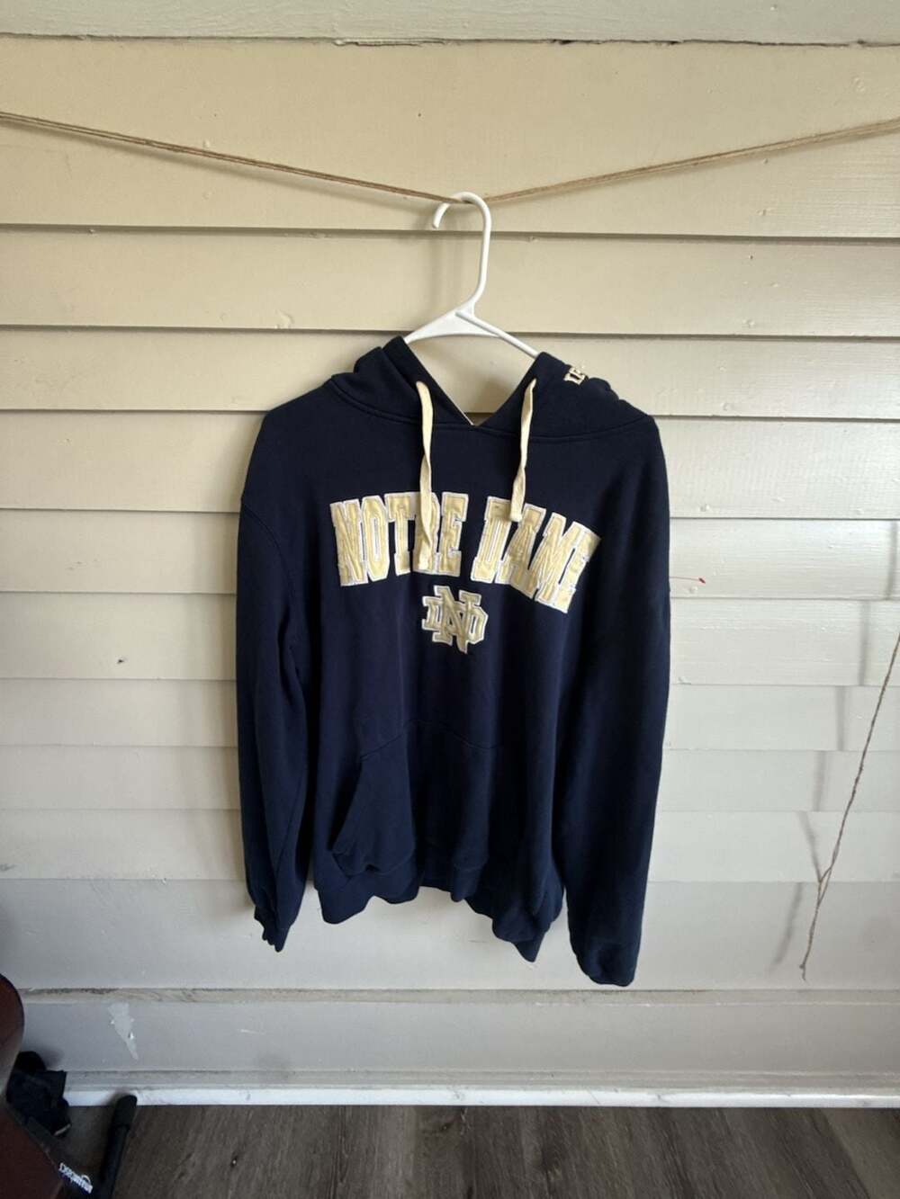 Vintage Notre Dame Fighting Irish Hoodie Size S Navy Blue